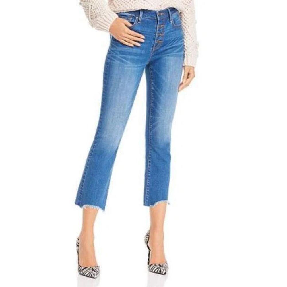 Aqua Button‎ Front Stretch Denim Jeans Cropped Straight Size 24 EUC